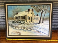 "Crawford House" oil on canvas painting