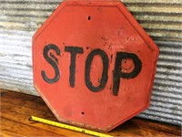 Large vintage STOP sign with raised letters