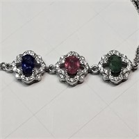$300 S/Sil Ruby Sapphire Emerald Bracelet
