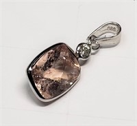 $1000 14K Morganite  Diamond Pendant