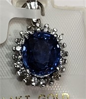 $6000 14K Sapphire  Diamond Pendant