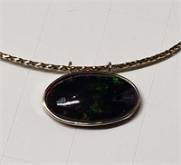$2000 10K Enhanced Black Opal Necklace