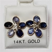 $2800 14K Sapphire  Diamond Earrings