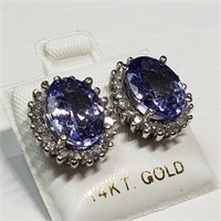 $12500 14K Tanzanite 40 Diamonds Earrings