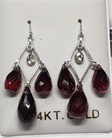 $1600 14K Garnet White Sapphire Earrings