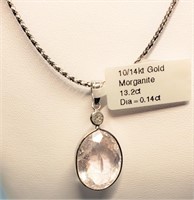 $3400 14K Morganite Diamond Necklace
