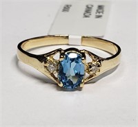 $600 10K Blue Topaz  Diamond Ring