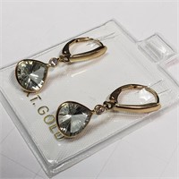 $2000 14K Green Amethyst  Diamond Earrings