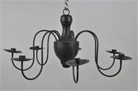 Green Painted Wood/Tin Country Chandelier