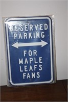 Metal Maple Leafs Parking Sign 12 x 18