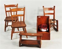 Four Youth Chairs & Step Stool