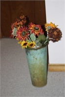 Metal Vase with Faux Flowers 20 H