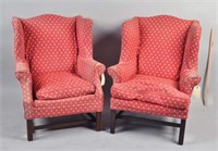 Near Pair Chippendale Style Wing Chairs