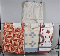 Three Vintage Quilts,Tablecloth, Twelve Napkins