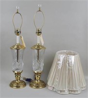 Pair Stiffel Glass Lamps/Shades