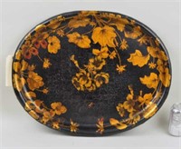 Oval Papier Mache Gold Leaf Decorated Tray