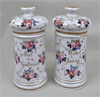 Pair Paris Porcelain Apothecary Jars