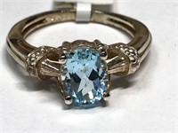 14X- sterling blue topaz ring -size 6.5 -$160