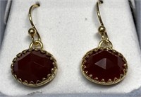 23X- sterling gold plated red agate earrings $120