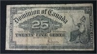 1900 Dominion of Canada 25 cent banknote