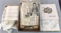 Antique handkerchiefs, ironing board and extras