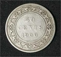 1900 NFLD silver half dollar -VG