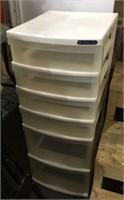 Plastic six drawer storage unit