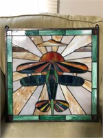 STAINED GLASS AIRPLANE WALL HANGING