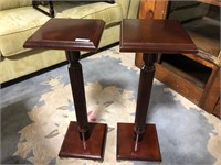 2 CHERRY FINISH PLANT STANDS