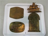 TRAY: 3 BRASS NAME PLATES/SIGNS
