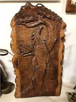 LARGE CARVED EAGLE IN TREE WALL HANGING