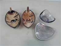 TRAY: 4 DRESSER DISHES & GLASS BOWL