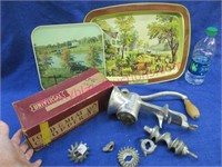 nice old grinder -currier & ives tray -ford tray