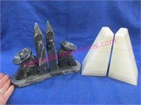 2 marble-alabaster bookend sets