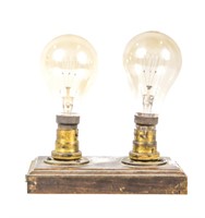 2 Antique Robertson Light Bulbs w/ Sockets & Board