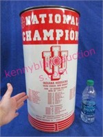 "iu national champs" metal trash can (19in tall)