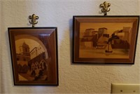 2pc Marquetry Art