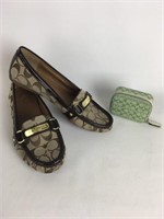 Ladies Designer COACH Monogram Loafers/Changepurse