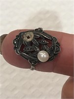 Sterling Ring, Two Real Pearls / 1 Needs Replaced