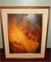 11 - MAN HOLDING CANDLE FRAMED PAINTING