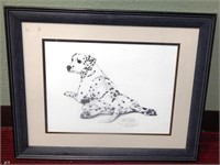 11 - SIGNED, DATED & NUMBERED FRAMED DOG PICTURE