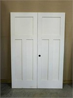 White 3 panel double closet doors 55 1/2" x 80"