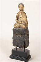 Laos Gilt Carved Seated Buddha,