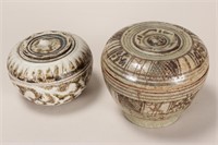 Two Sukhothai Jars and Covers,