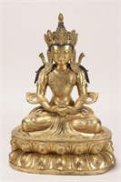 Good Large Chinese Gilt Bronze Buddha,