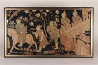 Early Burmese Stumpwork Textile Panel,