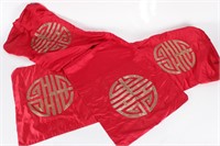 Pair Chinese Seat Covers, in Red Silk with