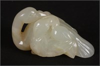 Chinese Carved White Jade Swan,
