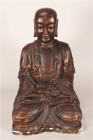 Large Chinese Wood and Gesso Buddha,