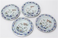 Set of Four Chinese Qing Dynasty Porcelain Plates,